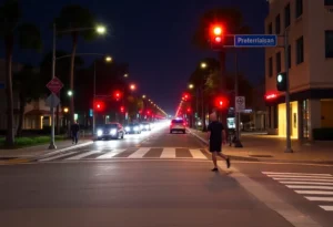 Lighted pedestrian crosswalk in Jacksonville Beach