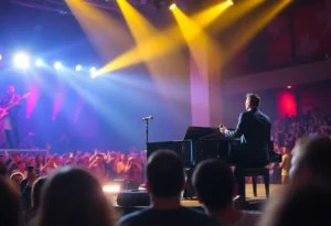 Mandy Patinkin performing at a concert with a pianist.