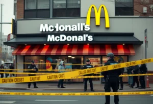 Police presence outside a McDonald's restaurant in Jacksonville after a shooting incident.