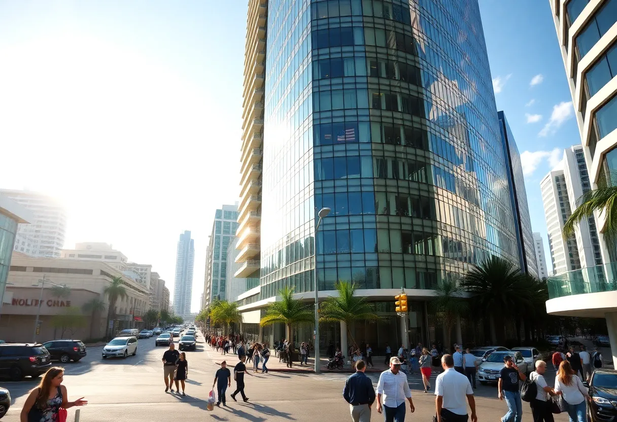 Miami cityscape with modern office buildings and urban landscape