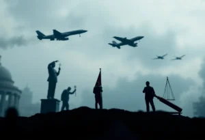 Abstract representation of a military operation and international law