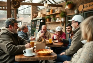 Community coffee yard in Jacksonville with tradespeople enjoying coffee