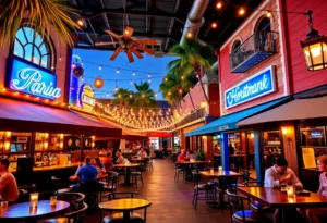 A lively neighborhood scene in Northeast Florida featuring craft bars, upscale restaurants, and boutique hotels.