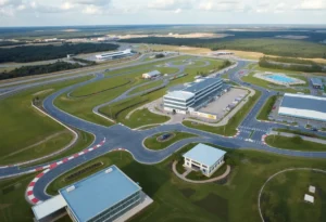 Rendering of the Palatka Motorsports Park showing the racetrack and surrounding facilities.