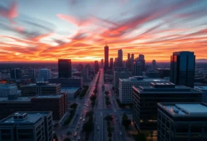 Aerial view of Phoenix showcasing modern buildings and lively streets representing a startup ecosystem.
