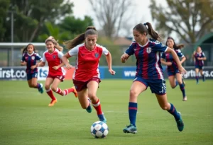 Girls soccer team playing a match in Ponte Vedra