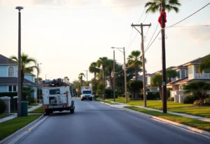 Utility workers restoring power in Ponte Vedra, Florida