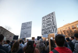 Protestors holding signs demanding accountability in Minneapolis