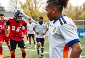 Real Madrid team training session with players demonstrating teamwork and determination.