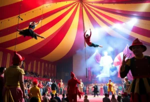 Colorful performance scene at Ringling Bros. Circus