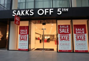 Saks Off 5th store with liquidation sale signs