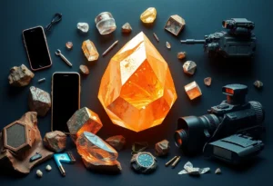 Illustration of critical minerals used in technology and defense applications