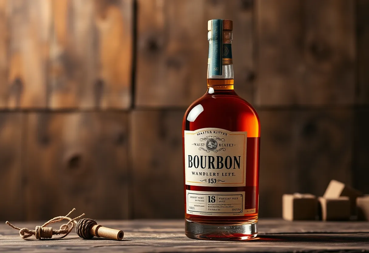 Seelbach's Private Reserve Laborer's Blend bourbon bottle on a wooden table.