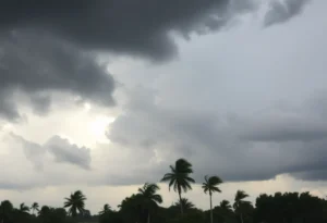 Dark storm clouds over Florida landscape signaling severe weather