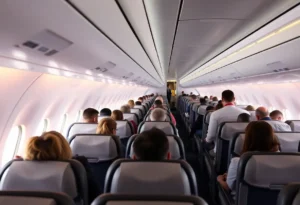Interior of a Southwest Airlines airplane with assigned seating
