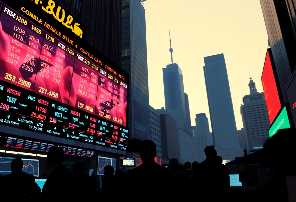 Traders celebrating a stock market rally with digital tickers