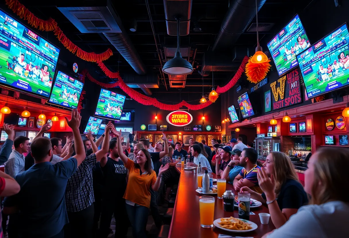 Fans cheering during the Team USA event at Top Dawg Tavern
