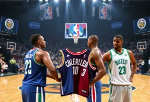Dynamic scene representing the NBA trade deal