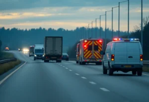Scene of a tragic car accident on a highway