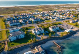 Aerial view of Vilano Beach with development