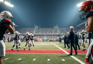 Virginia Cavaliers football team practicing on the field