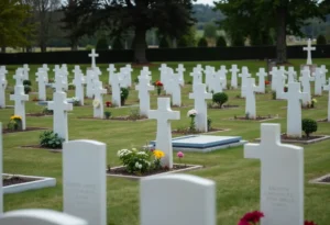 Graves of World War II soldiers in a Belgian cemetery