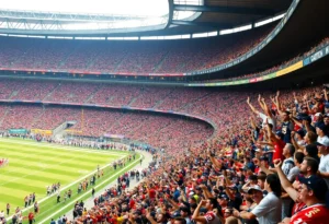 Buffalo Bills fans celebrating at the AFC Championship game.