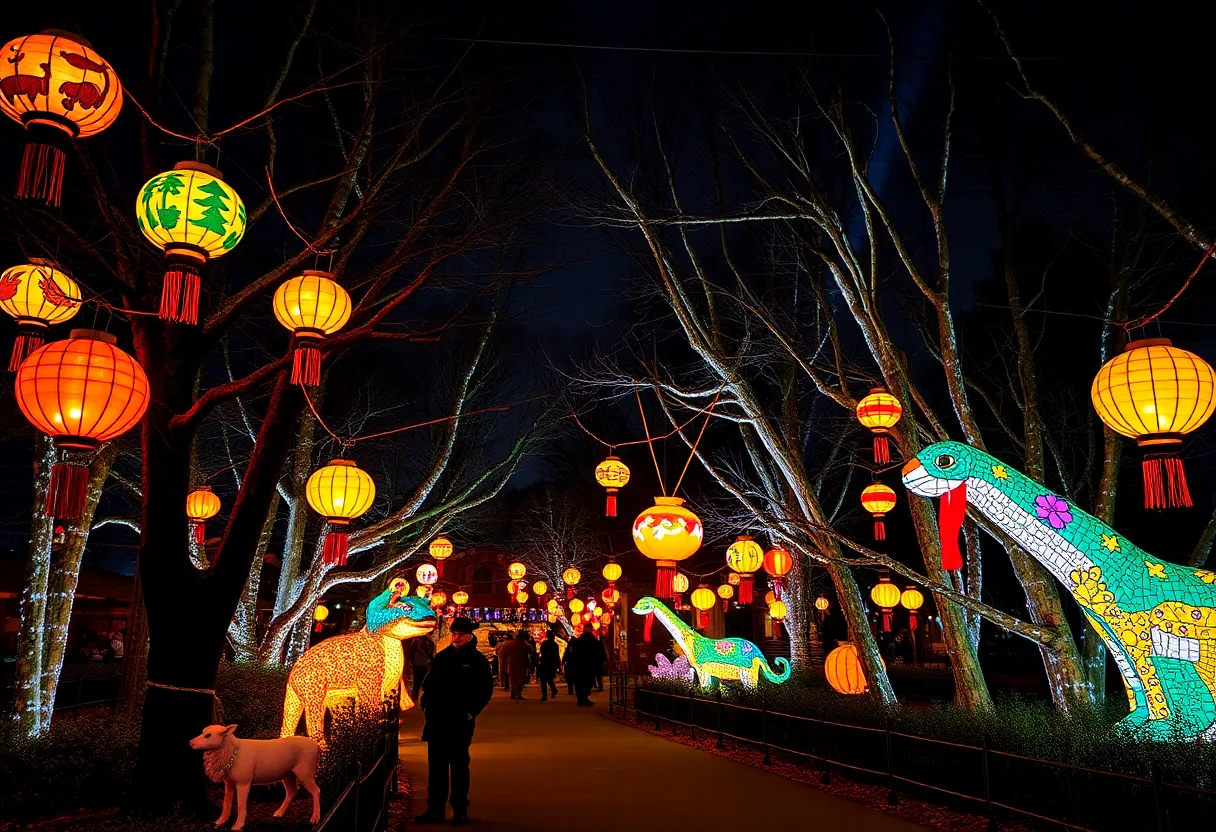Colorful lantern displays at Jacksonville's Colors of the Wild event