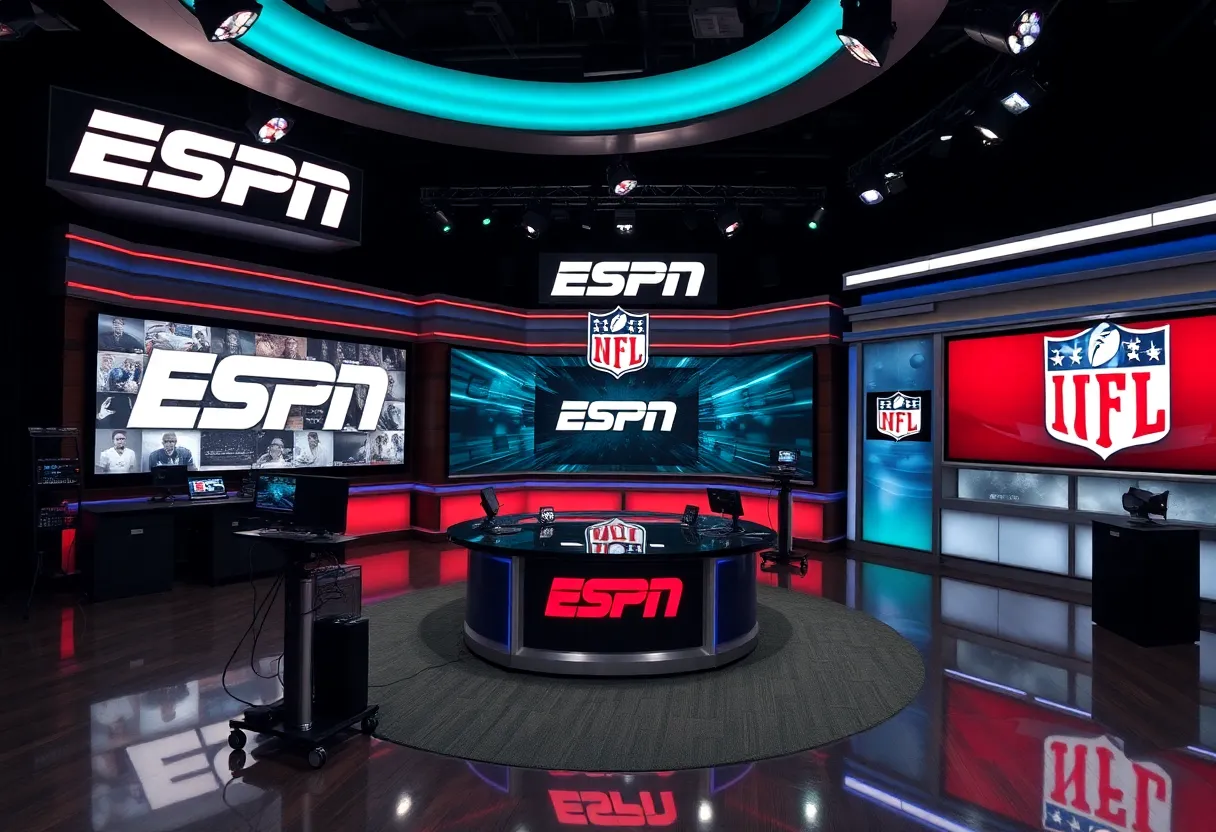 ESPN studio showcasing NFL broadcast equipment