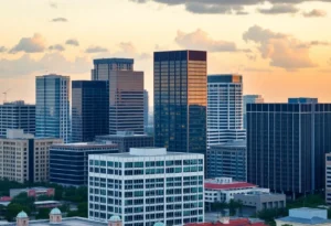 Urban skyline of Jacksonville highlighting office buildings