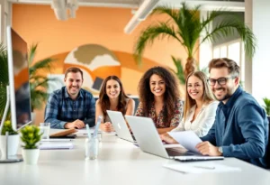 Employees of Florida companies engaging happily in their workplace