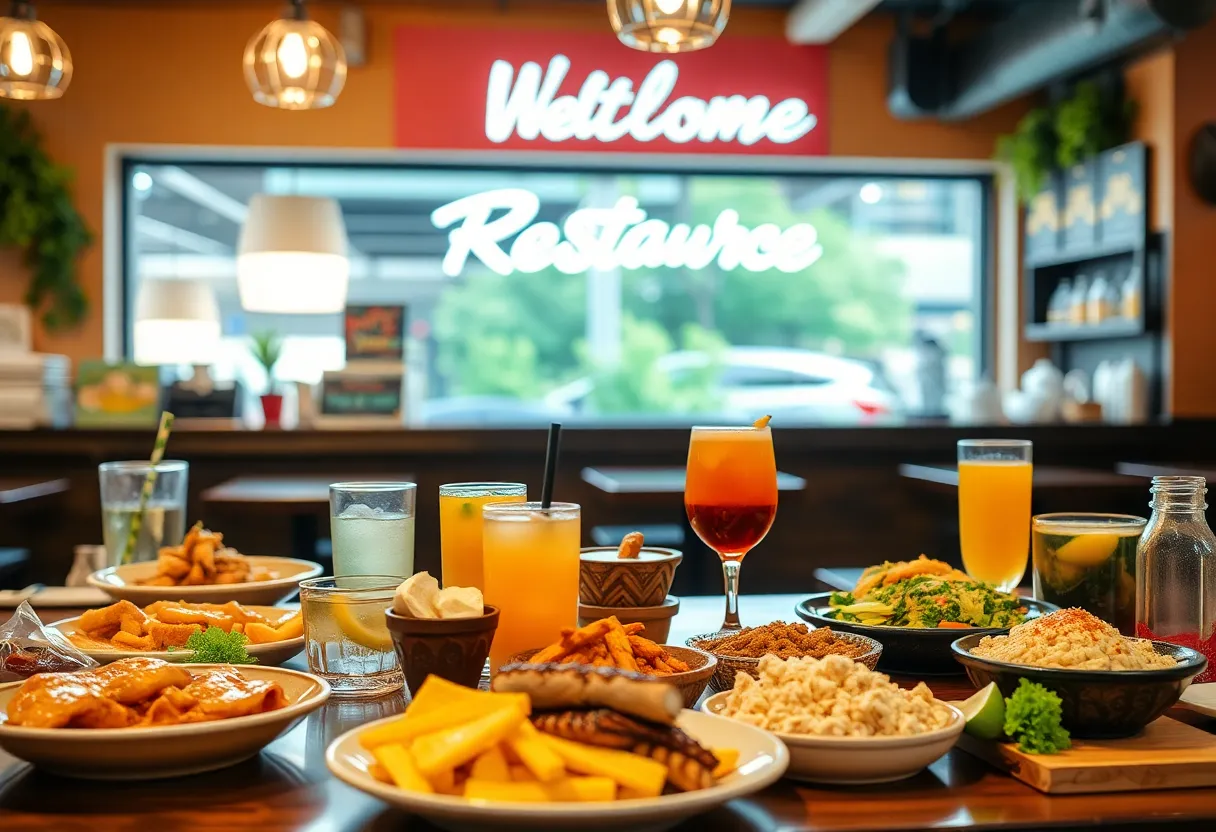 An array of food and beverages representing the Food and Beverage sector in Jacksonville Beach.