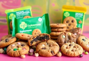 Variety of Girl Scout cookies including new Exploremores and classic flavors