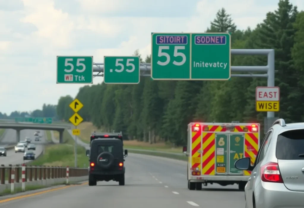 Interstate 55 Crash Scene showcasing emergency response.