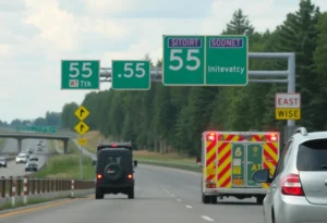 Interstate 55 Crash Scene showcasing emergency response.