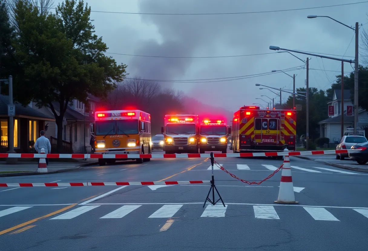 Fire incident at Isola Home store in Fernandina Beach with emergency vehicles present.
