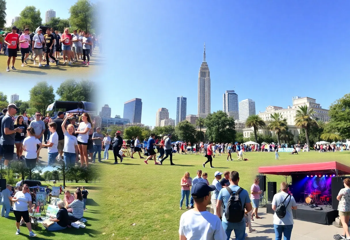 Collage of community events in Jacksonville, including races and workshops