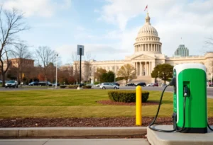 Jacksonville cityscape illustrating funding issues with community projects and EV charging stations