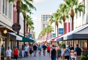 Vibrant Jacksonville street with local businesses and community events