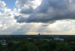 A scenic view of Jacksonville weather highlighting sunny skies and clouds