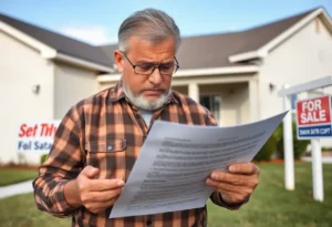 Illustration of a frustrated homeowner with foreclosure documents in Jacksonville