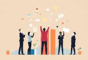 Abstract representation of leadership and corporate change.