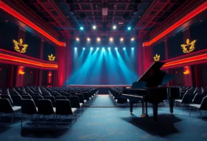 Empty stage at a Las Vegas casino with musical elements
