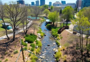 View of McCoys Creek with lush vegetation and recreational areas