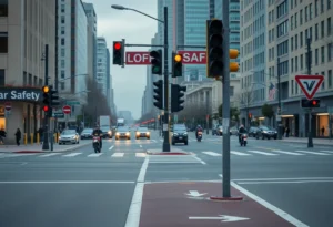 Motorcycle lane at a city intersection