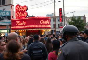 Police presence outside a strip club in Jacksonville, Florida