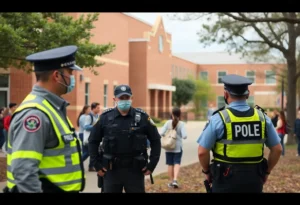 Increased police presence at Mandarin High School for security.