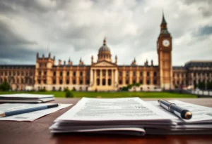 Illustration depicting themes of political scandal and accountability.