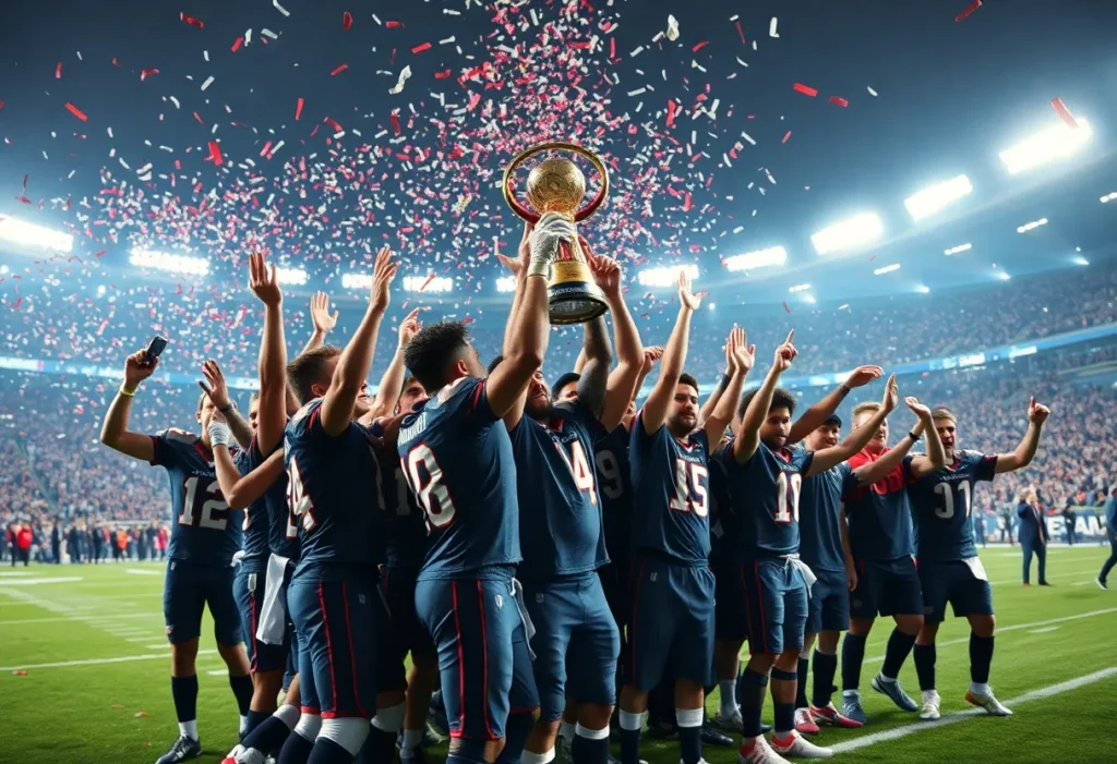 Celebration of Seattle Seahawks after winning Super Bowl LX