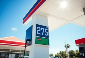 Gas station in Sebring, Florida showing low gas prices.